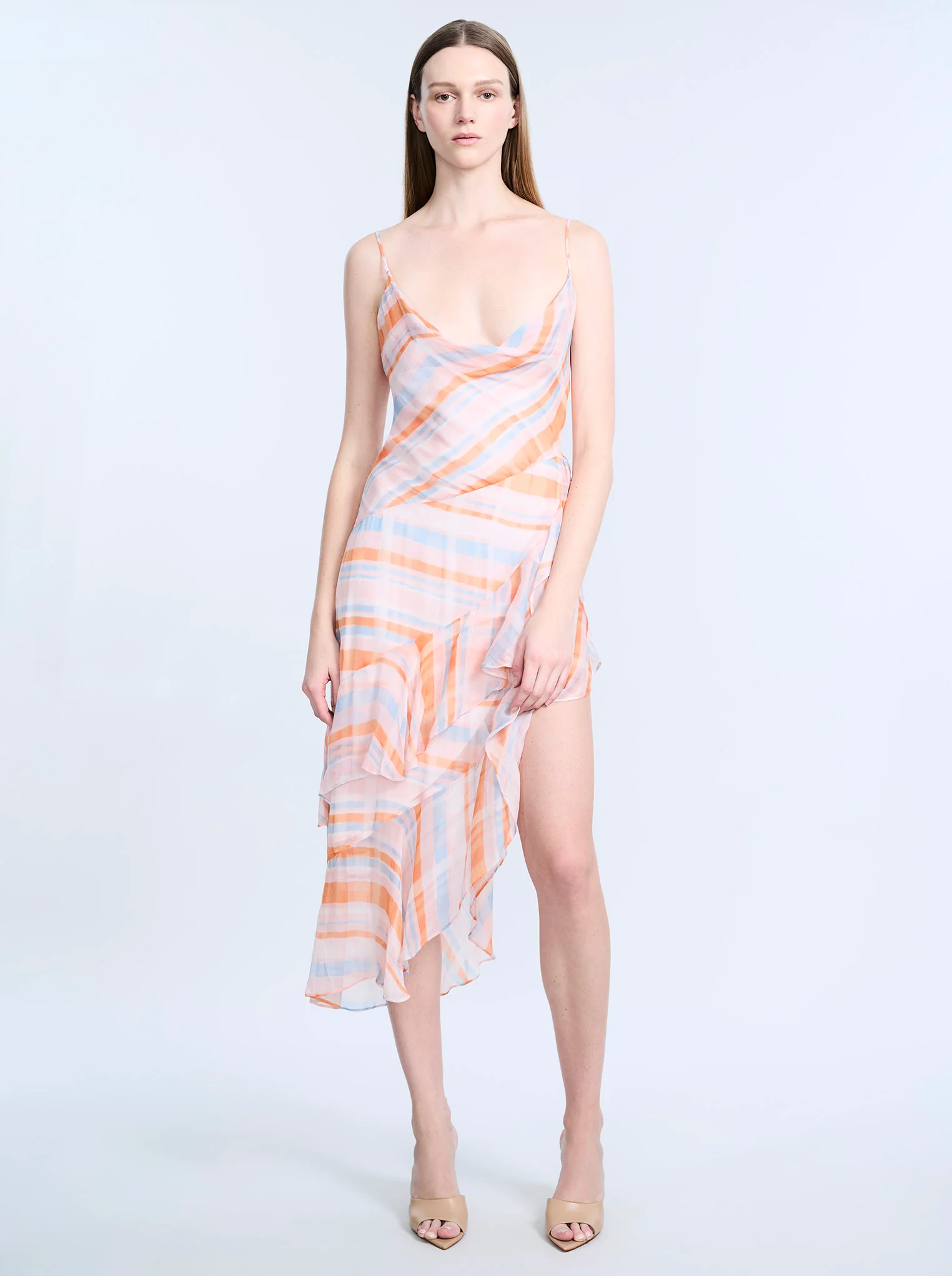 Cowl Neck Ruffle Dress - Builderot