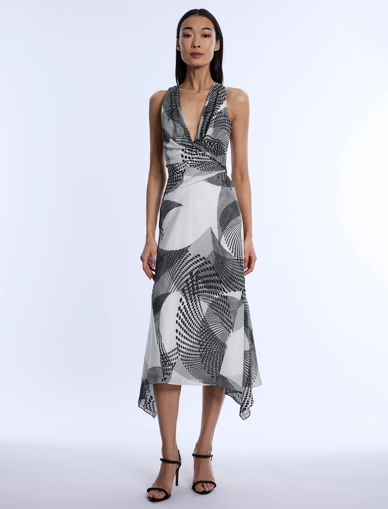 Printed Cowl Halter Dress - Builderot