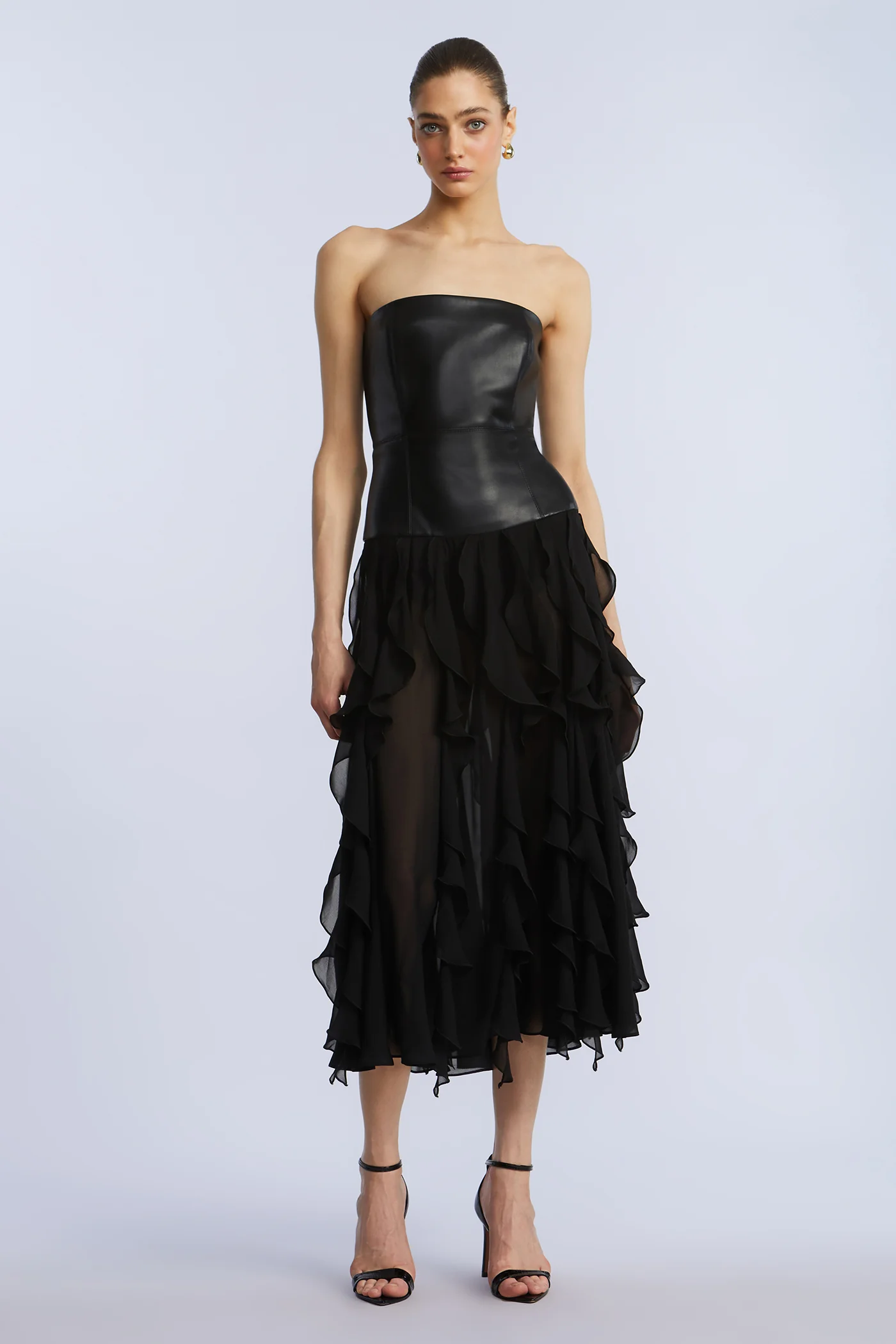 Leather Chiffon Dress - Builderot