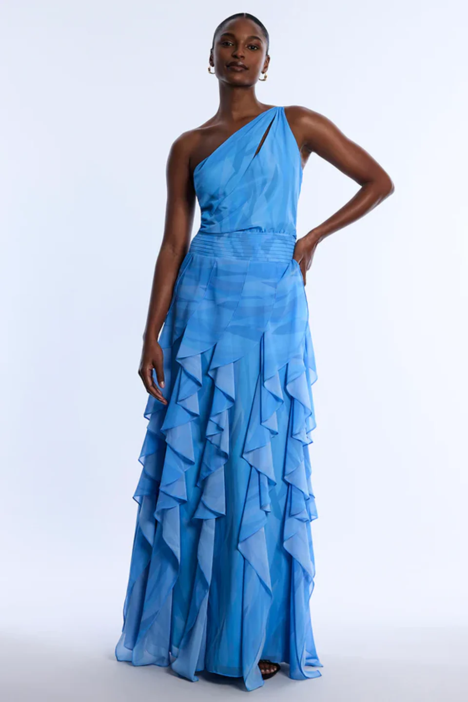 Printed One Shoulder Gown - Builderot