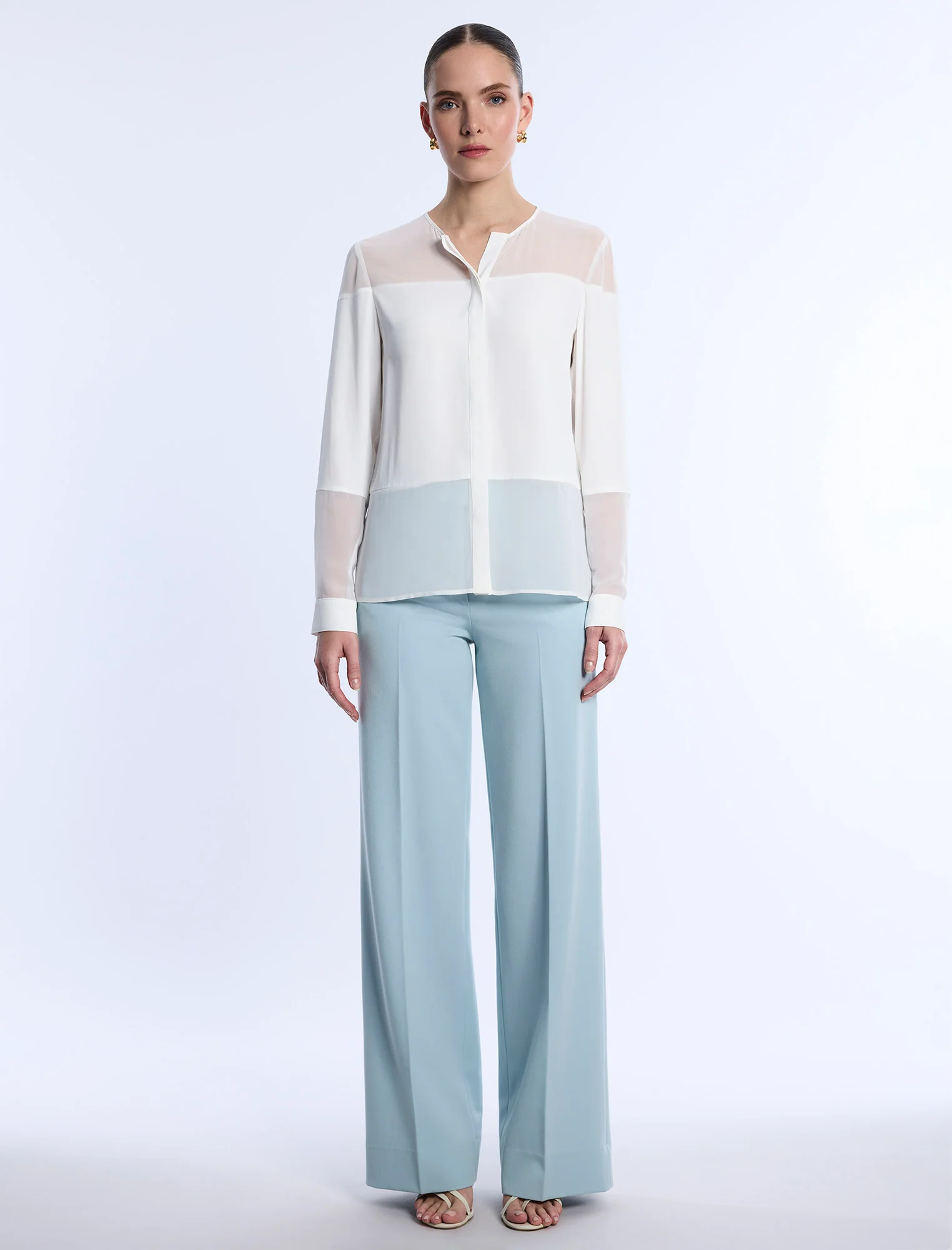 Sheer Panel Blouse - Builderot