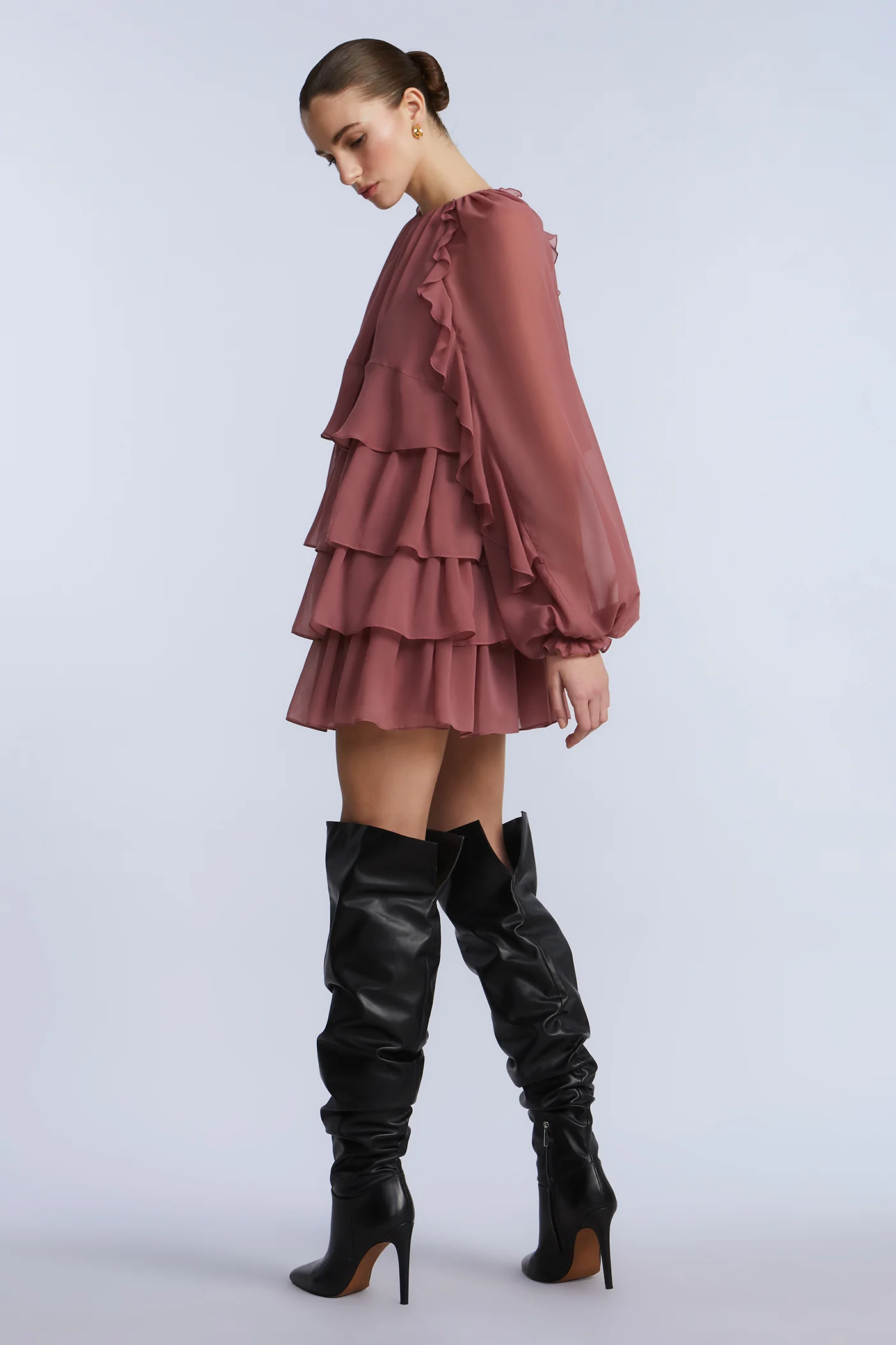 Chiffon Ruffle Mini Dress - Builderot