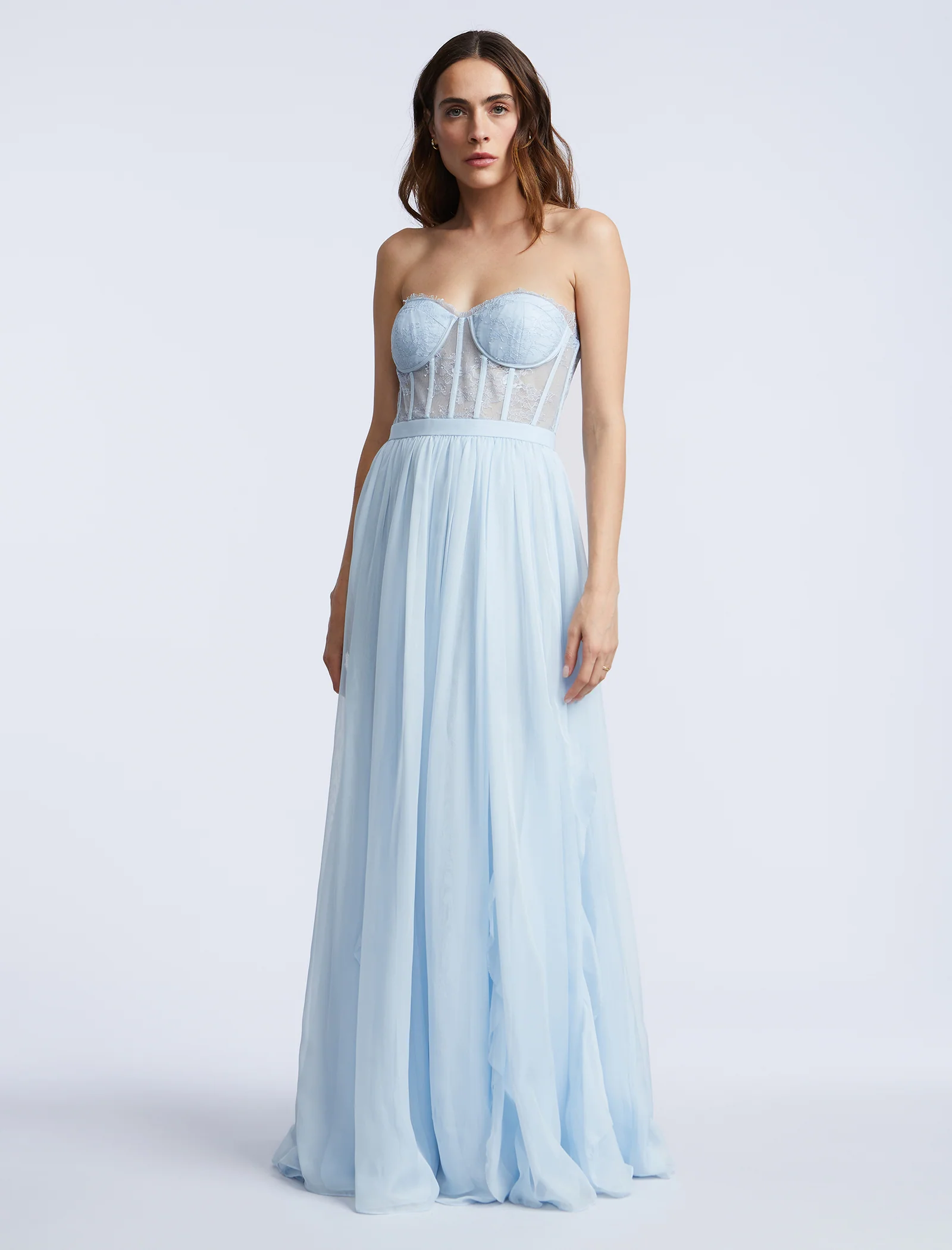 Lace Bodice Chiffon Rufle Gown - Builderot