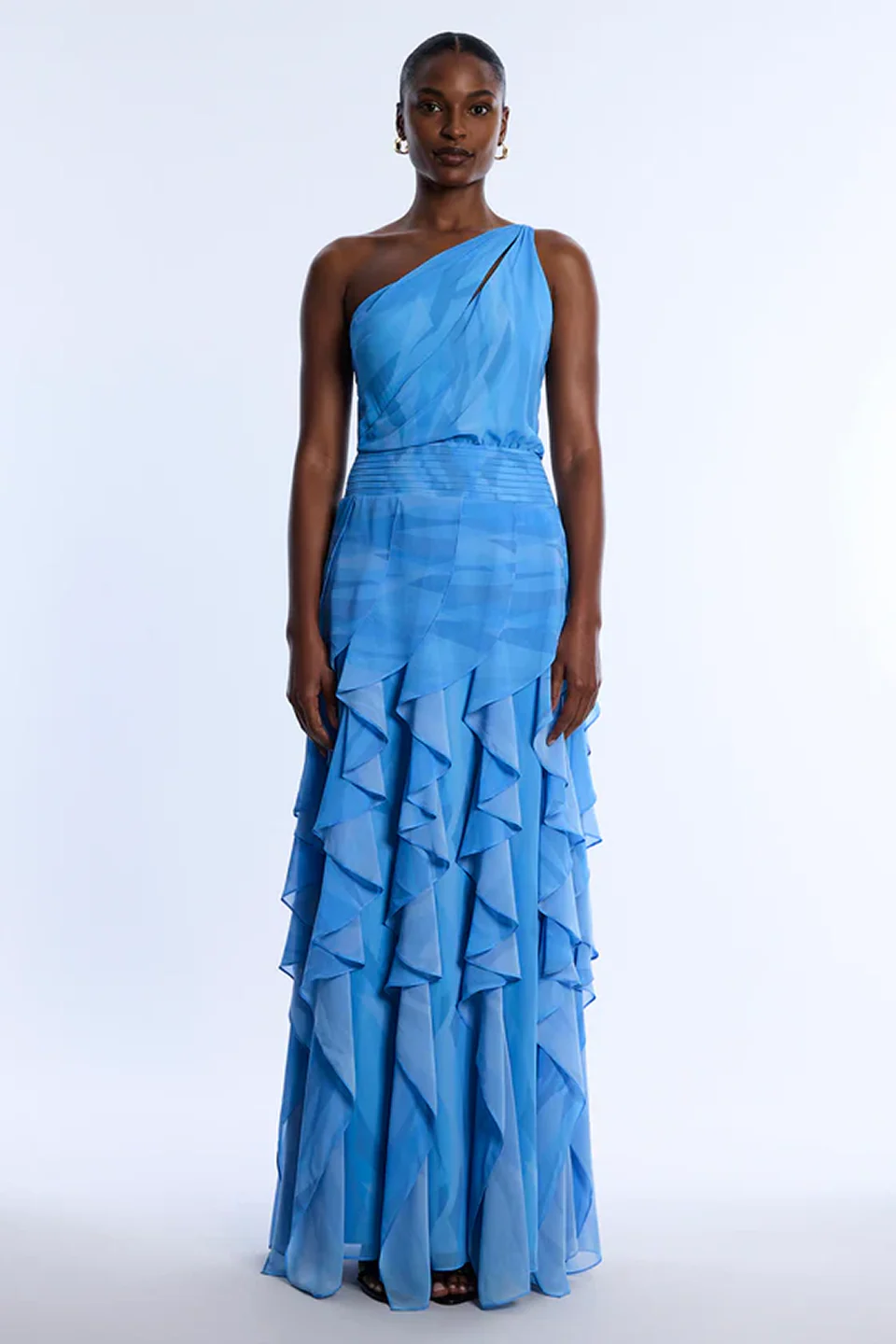 Printed One Shoulder Gown - Builderot