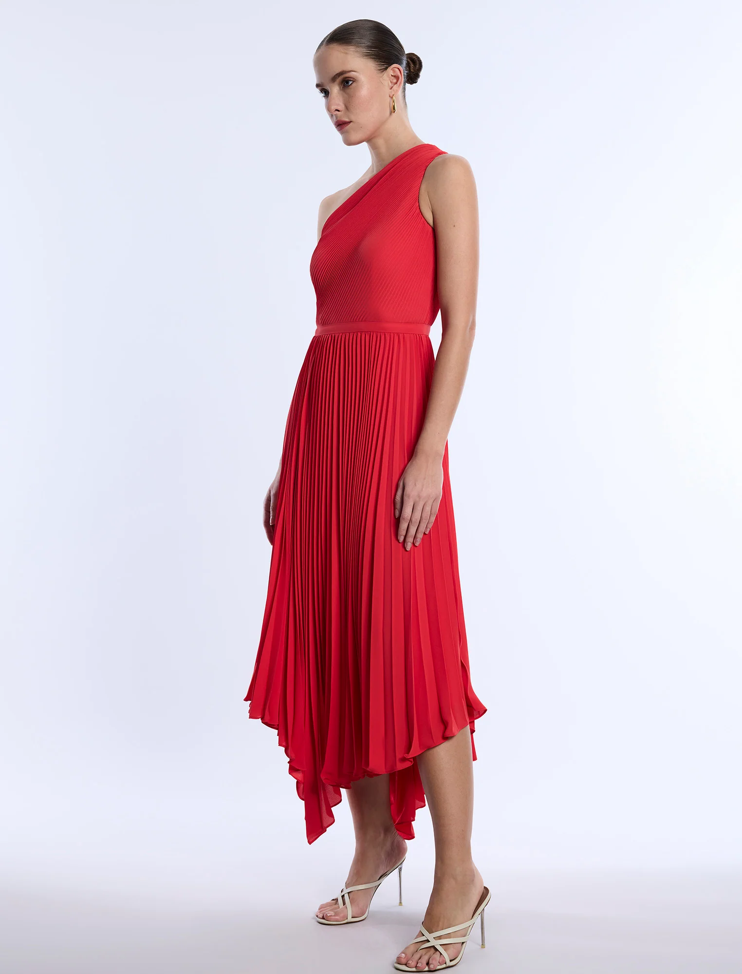One Shoulder Pleated Dress - Builderot