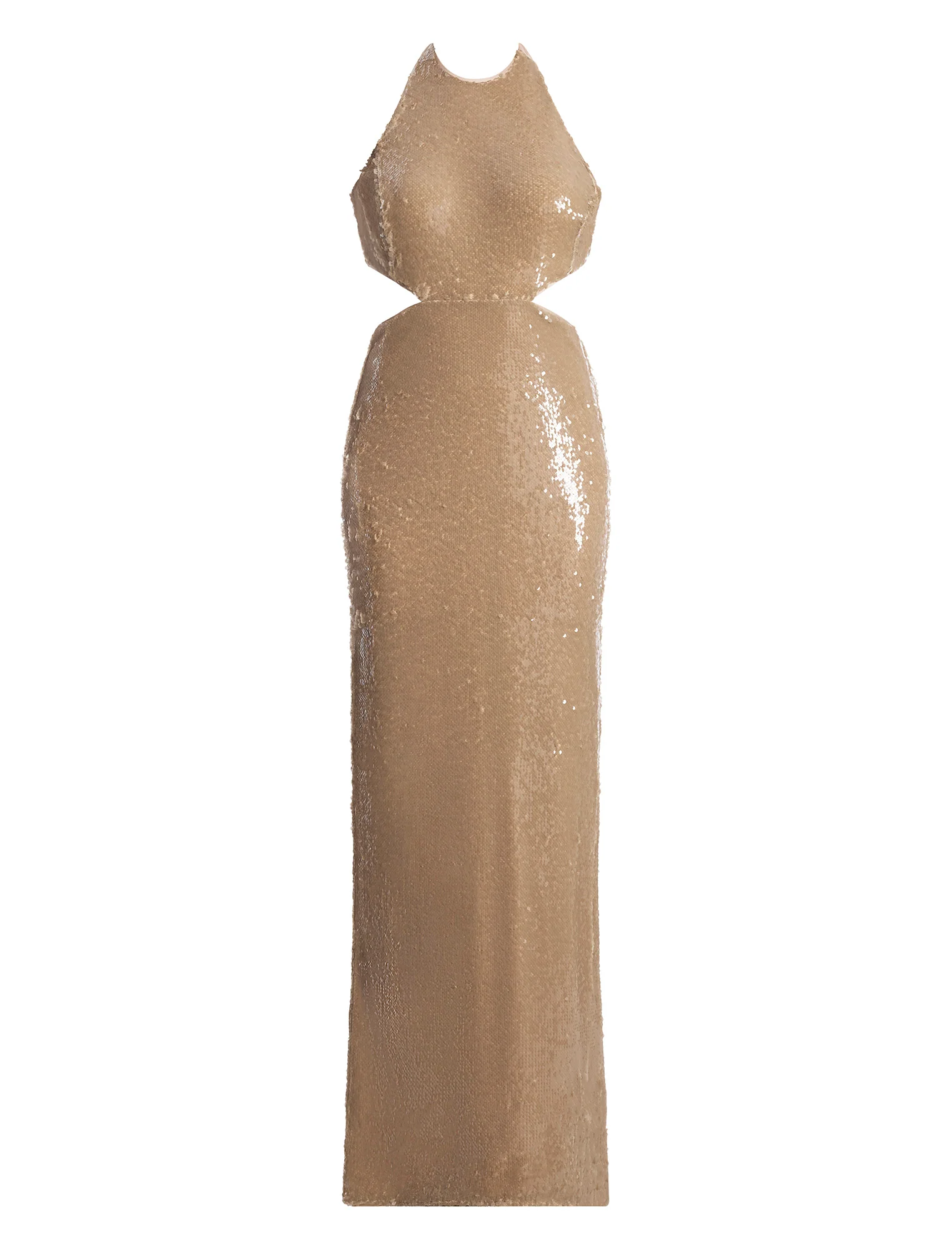 Sequin Cutout Halter Gown - Builderot