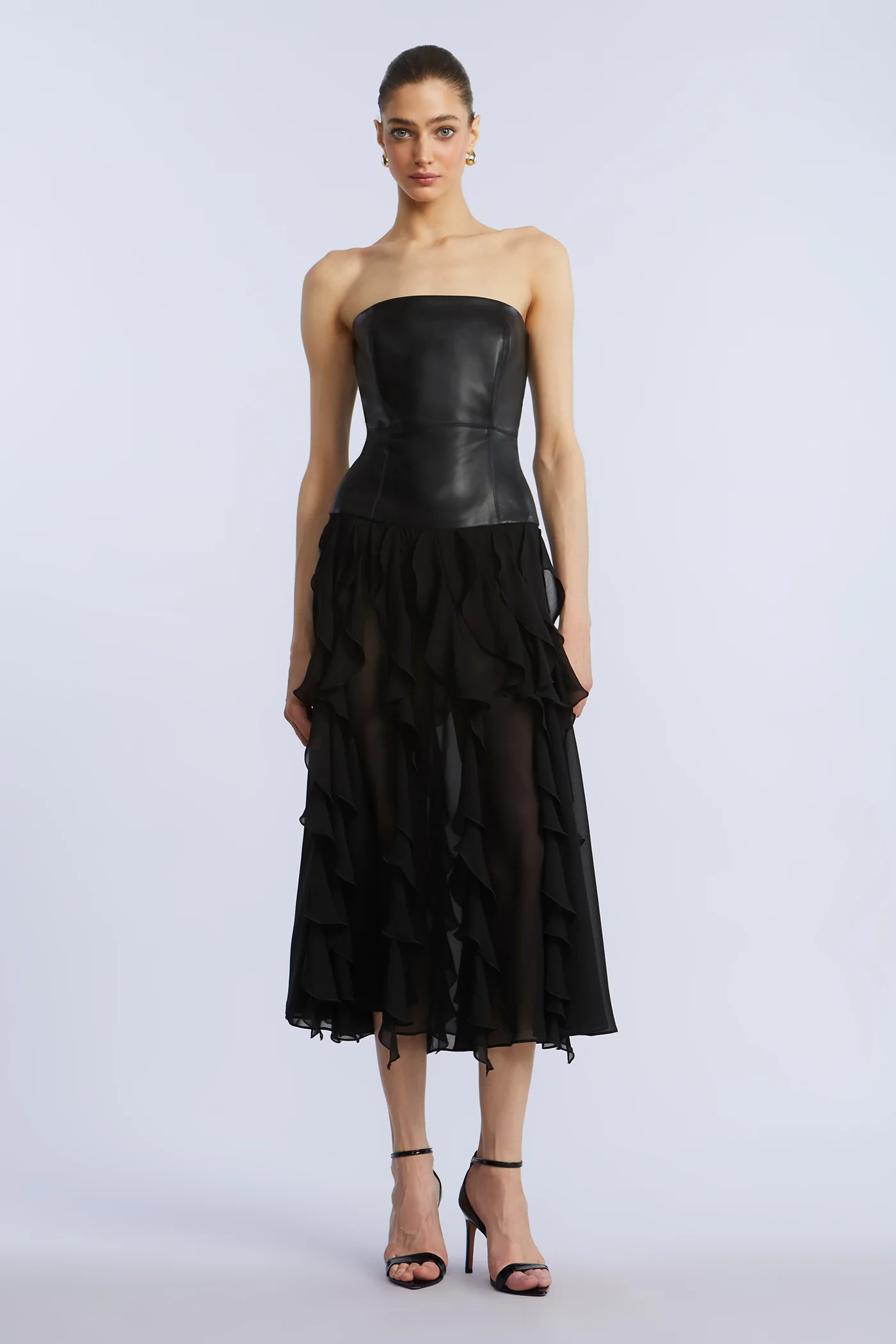 Leather Chiffon Dress - Builderot