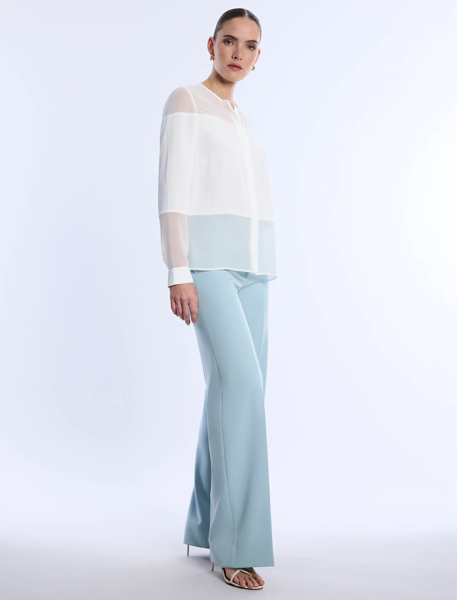 Sheer Panel Blouse - Builderot