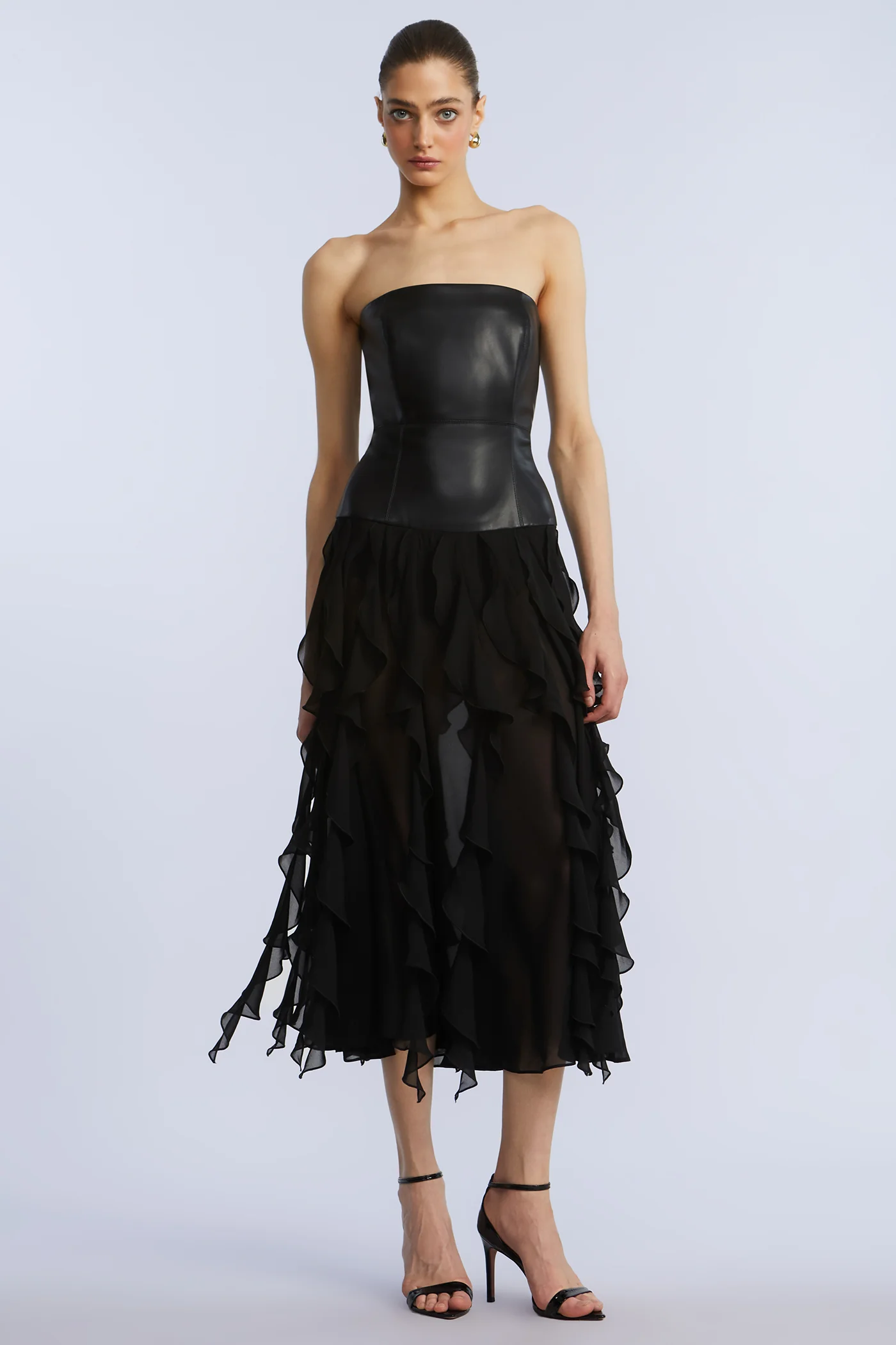 Leather Chiffon Dress - Builderot