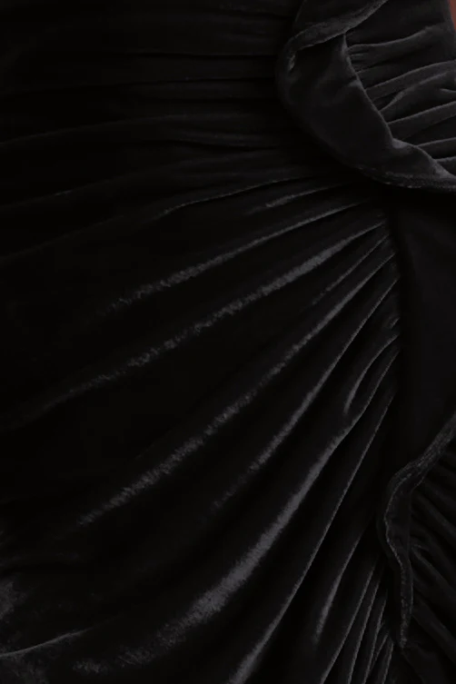 Strapless Velvet Ruffle Dress - Builderot