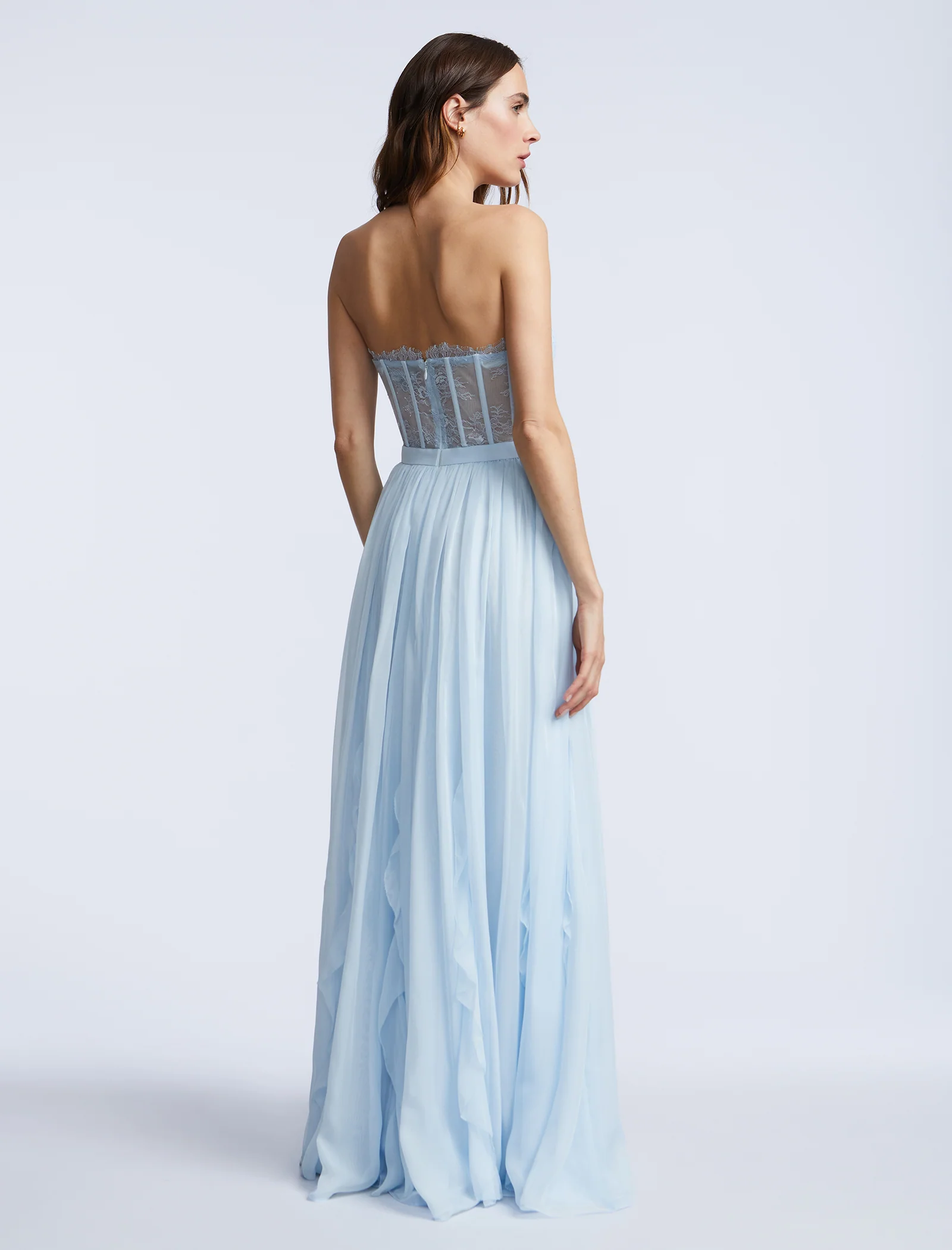 Lace Bodice Chiffon Rufle Gown - Builderot