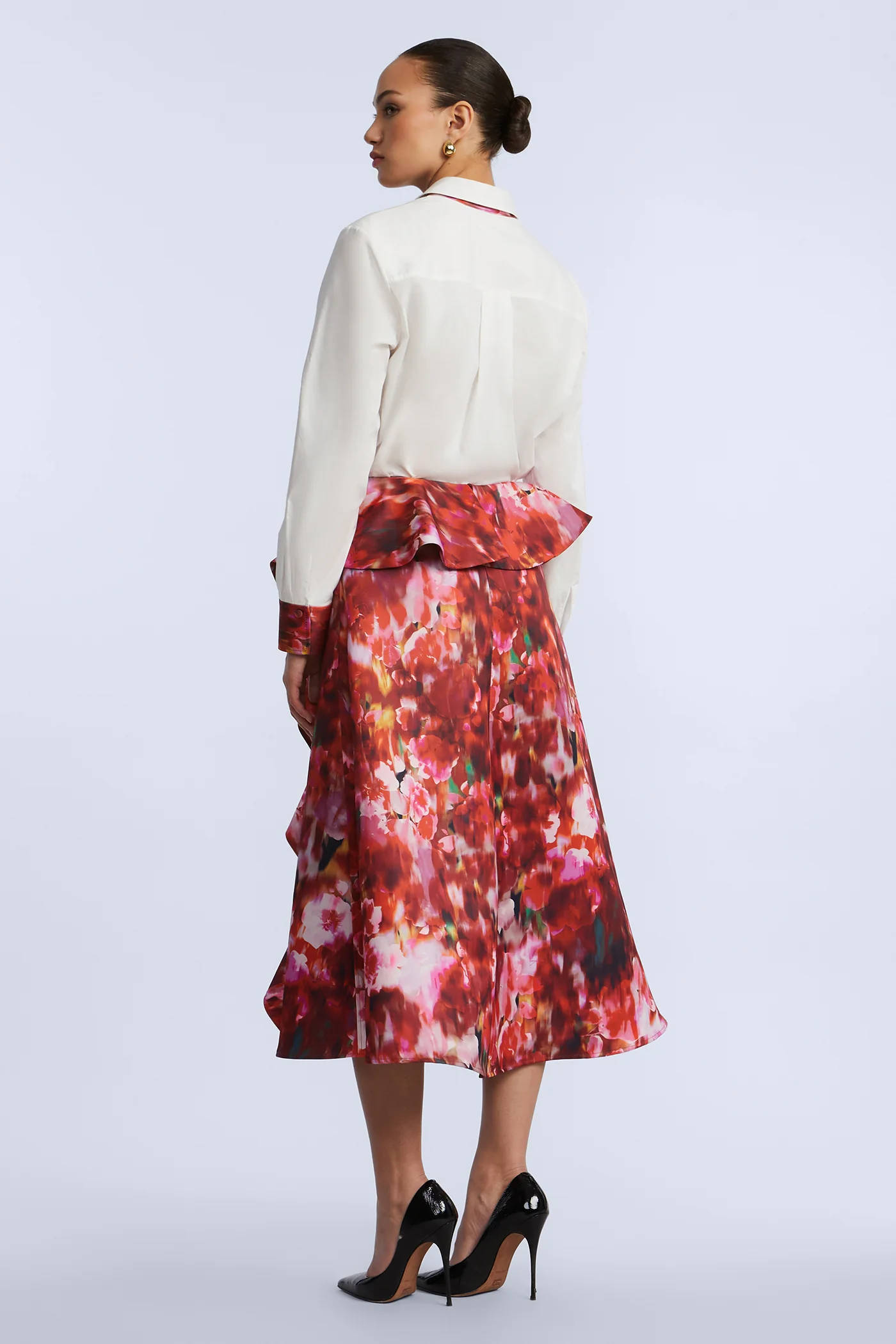Printed Cascade Midi Skirt - Builderot