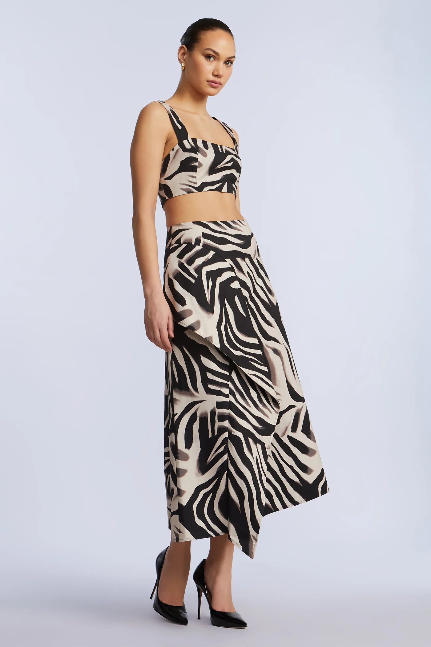 Printed Side Panel Midi Skirt - Builderot
