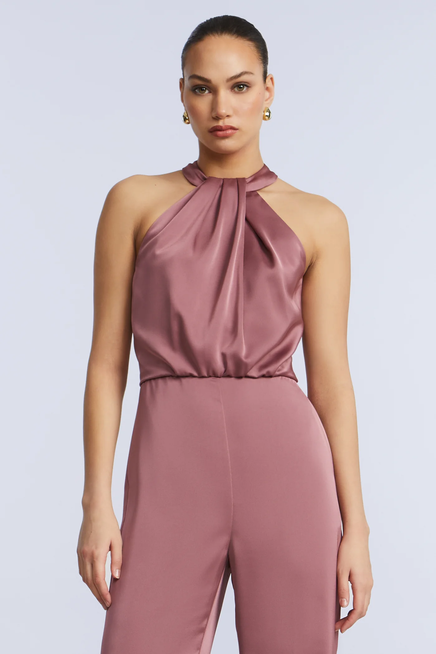 Pleated Halter Jumpsuit - Builderot