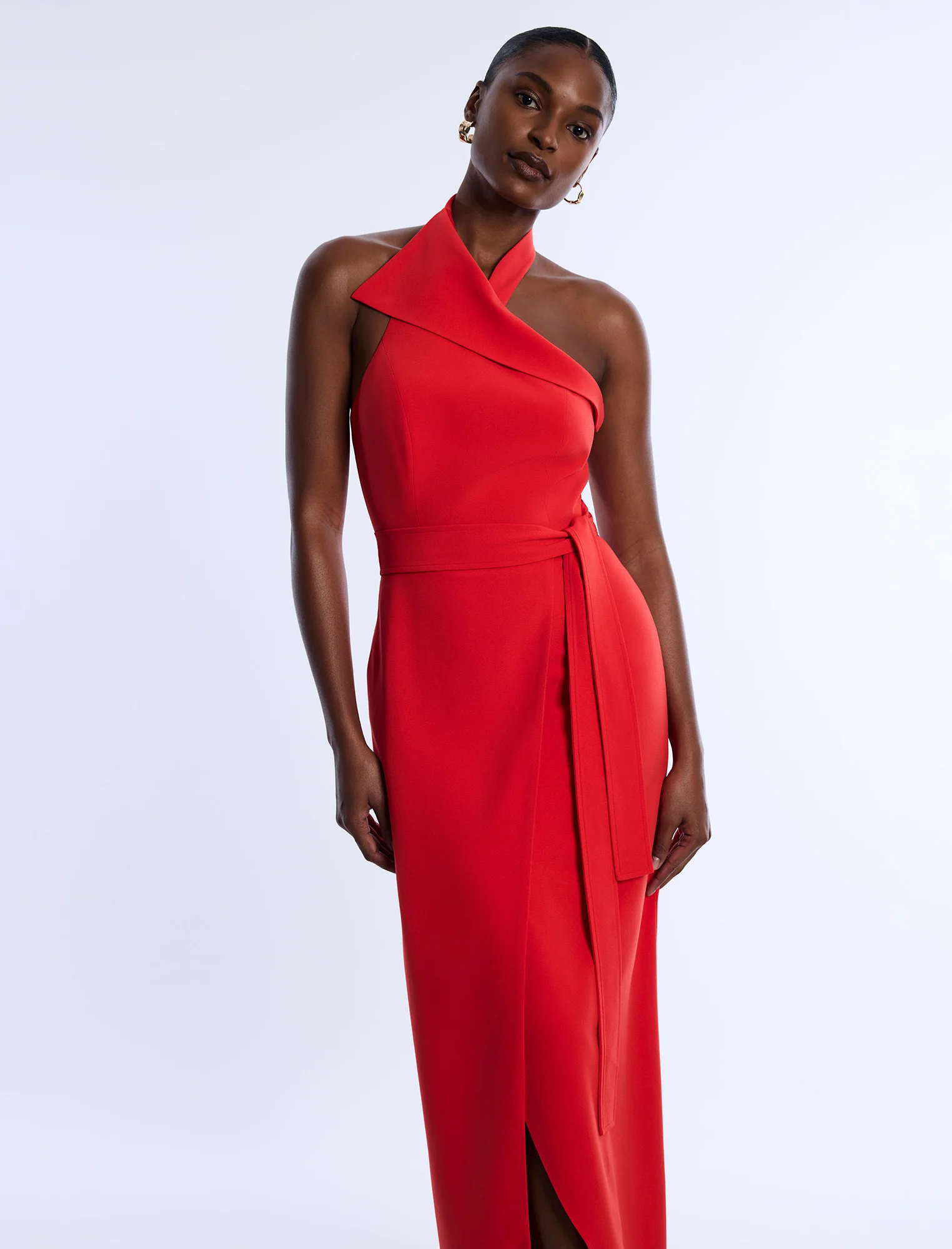 Tailored Collar Halter Dress - Builderot