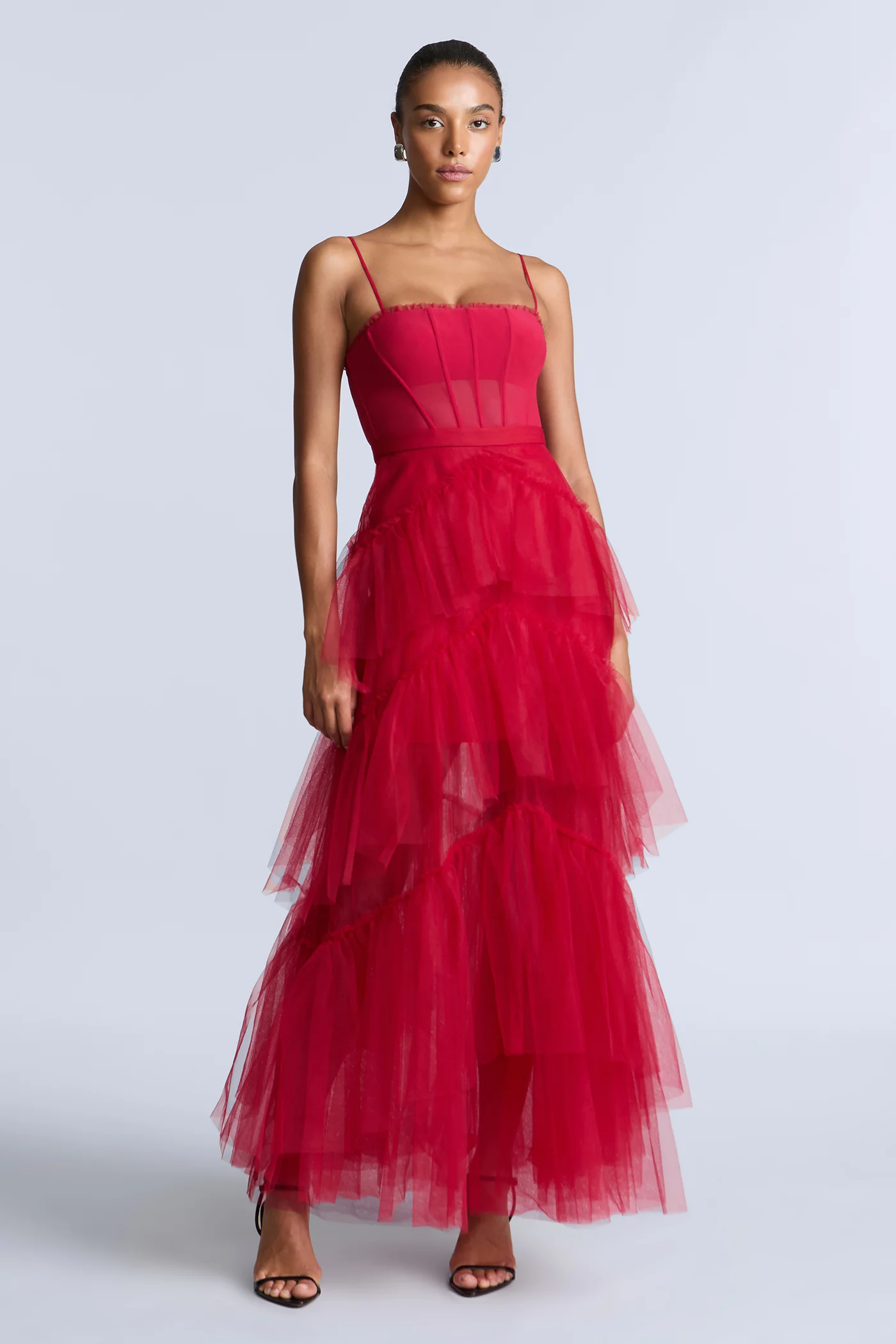 Oly Tiered Ruffle Tulle Evening - Builderot