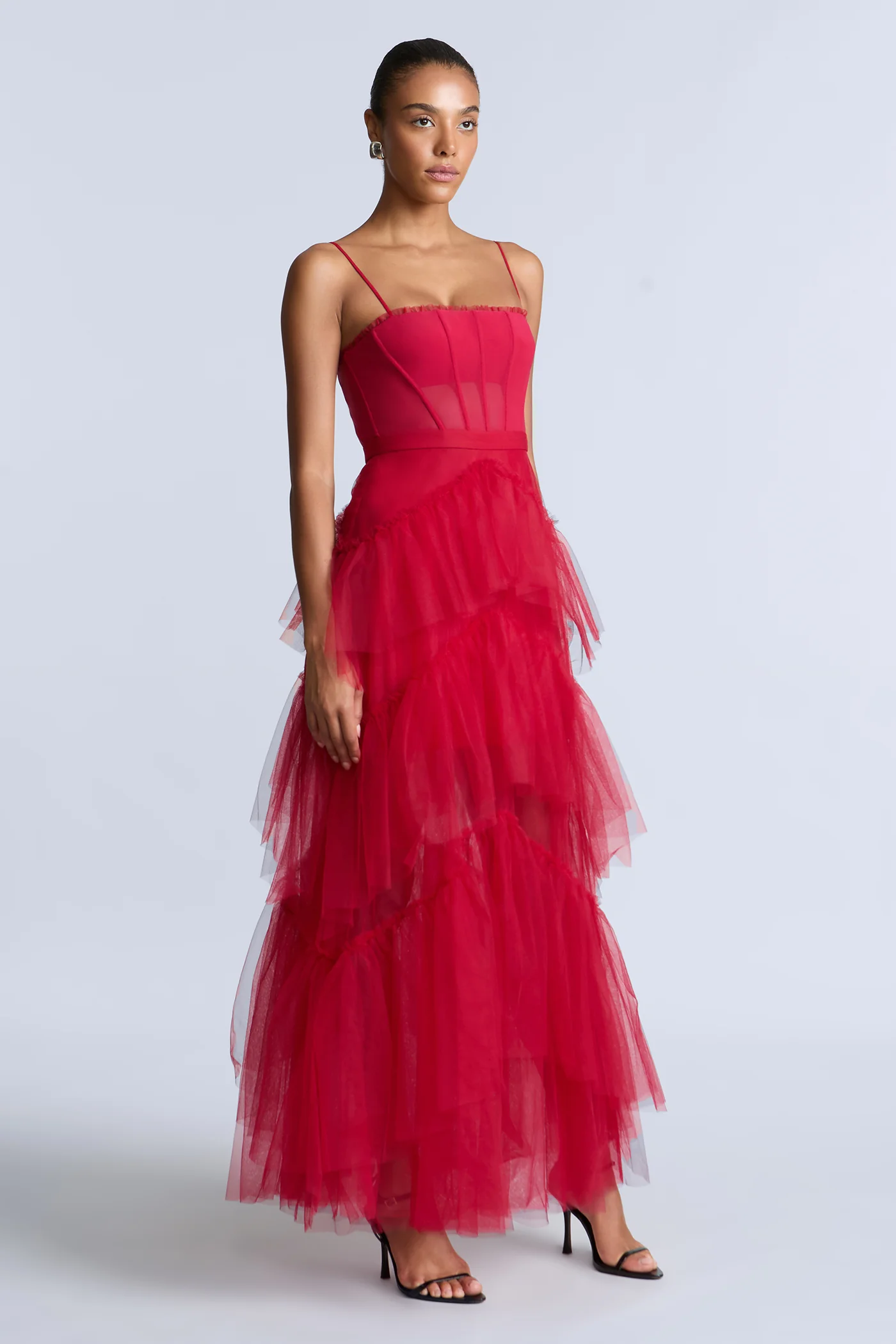 Oly Tiered Ruffle Tulle Evening - Builderot