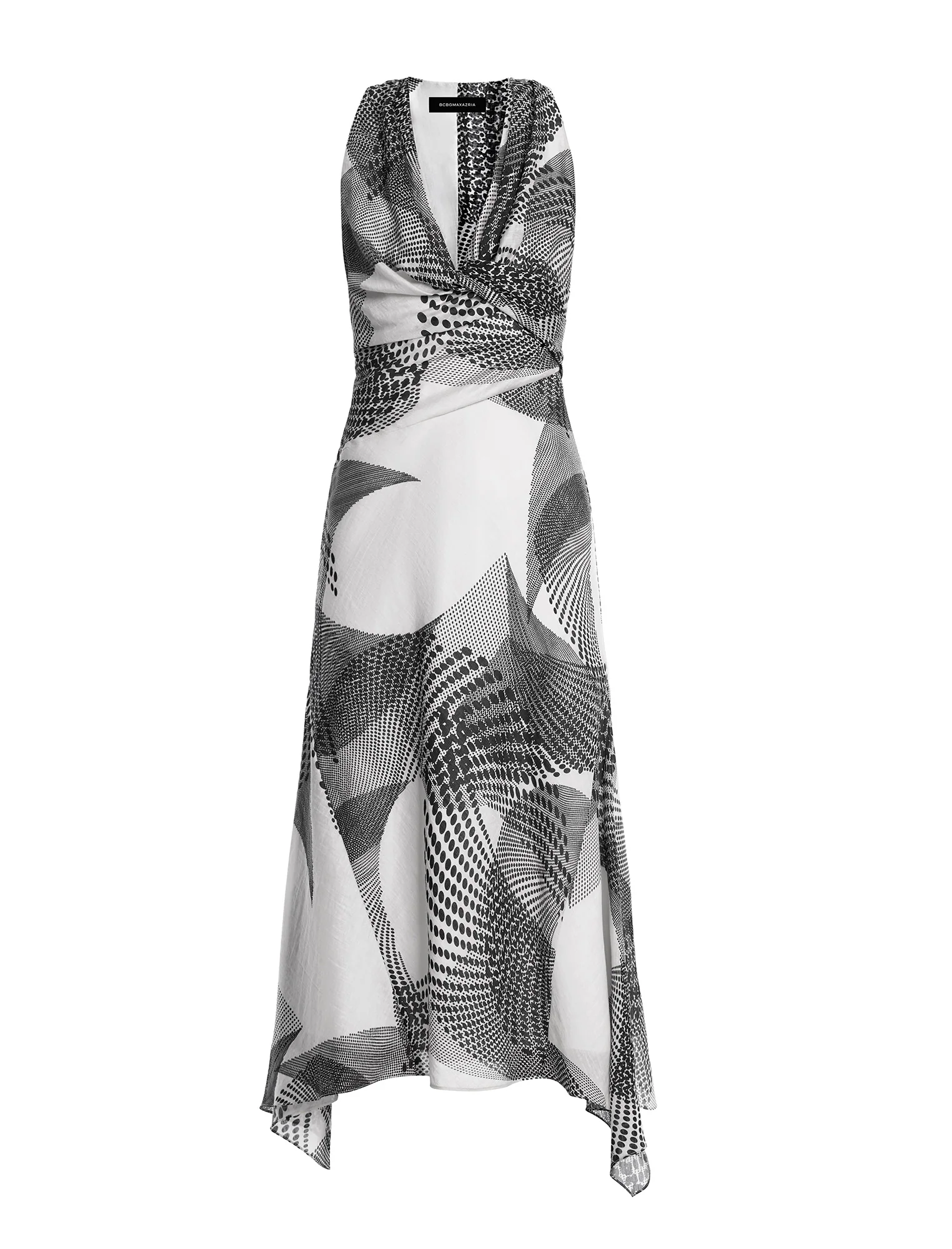 Printed Cowl Halter Dress - Builderot