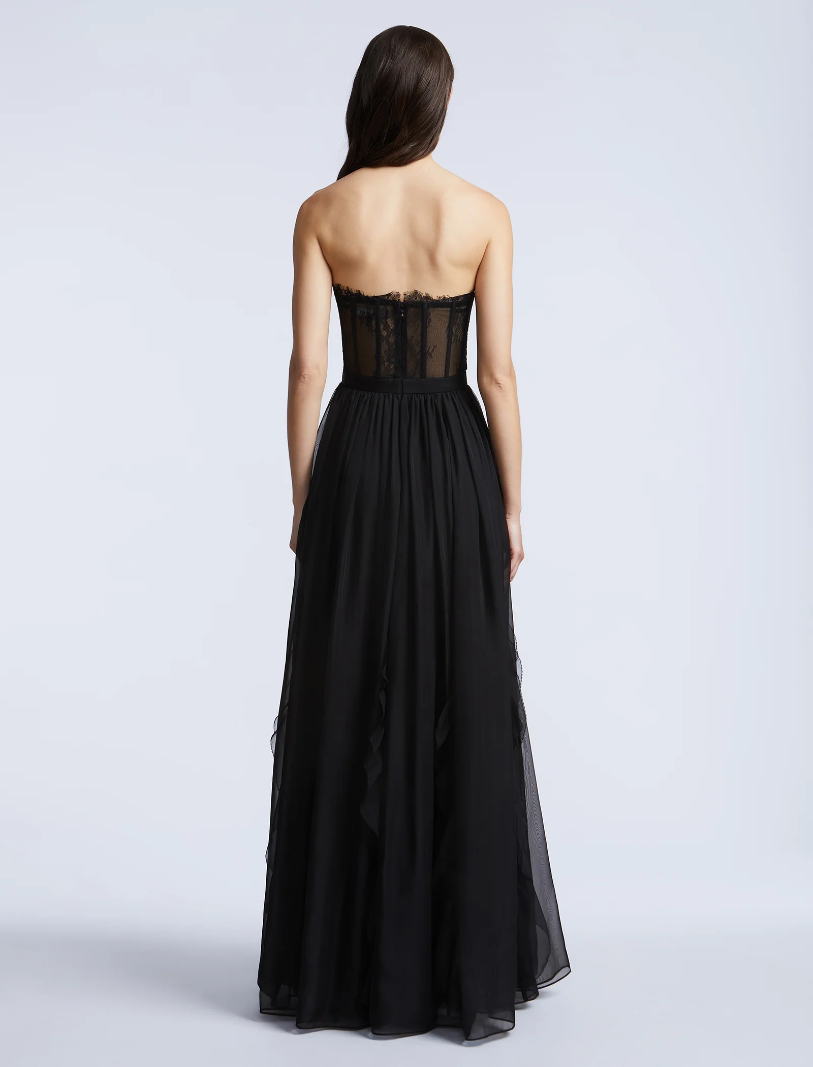 Lace Bodice Chiffon Rufle Gown - Builderot